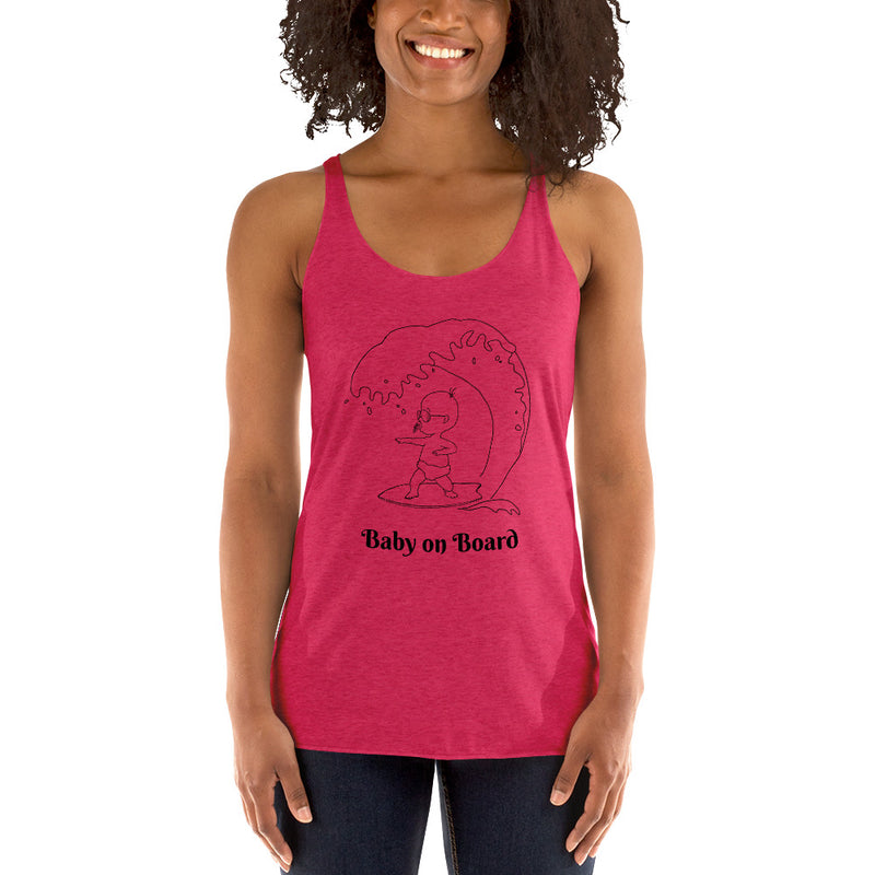 Pregnancy surfer baby Women's Racerback Tank