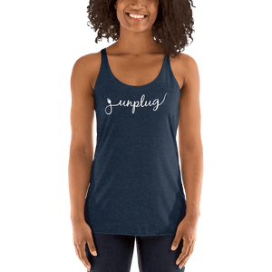 Unplug - Gentle Reminders - White text -  Women's Racerback Tank