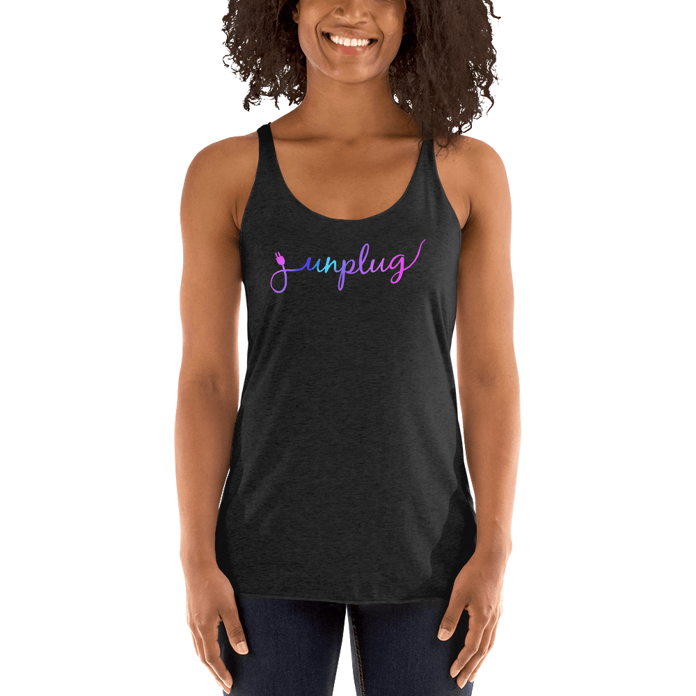 Unplug women clothes - Unplug - Gentle Reminders - Rainbow Colour - Women's Racerback Tank