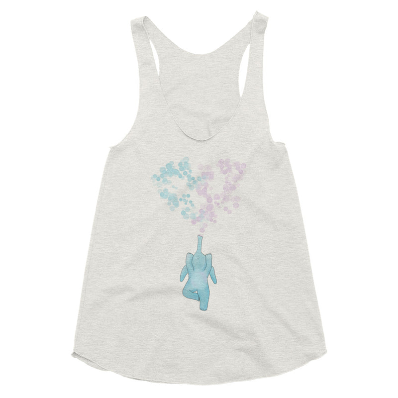 Yoga elephant top with heart bubbles <3 - Women's Tri-Blend Racerback Tank