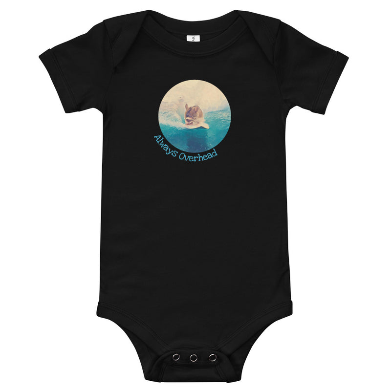 Black always overhead baby bodysuit for surf babies