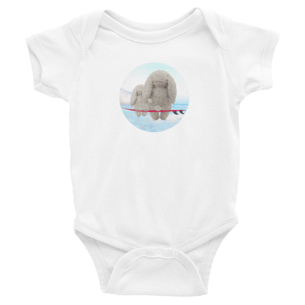 Surf bunny baby surfer clothes - Surf bunny - baby surfer bodysuit / romper / similar to onesie. Surfer baby.