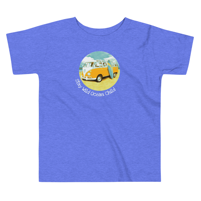 Stay Wild Ocean Child toddler t-shirt with surf van and surf board