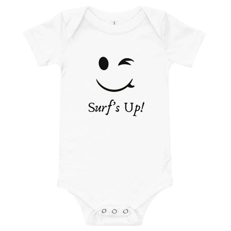 Surfboard smiley baby clothes - Surfboard smiley baby romper in white