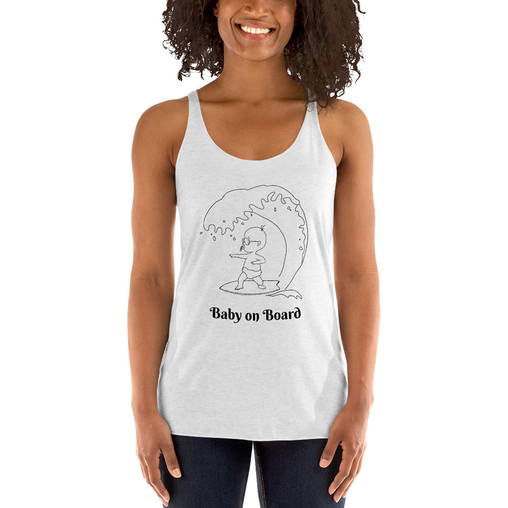 Pregnancy surfer baby Women's Racerback Tank