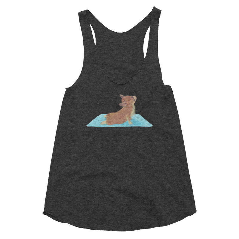 Corgi yoga clothes for women - Corgi yoga cobra - Women's Tri-Blend Racerback Tank