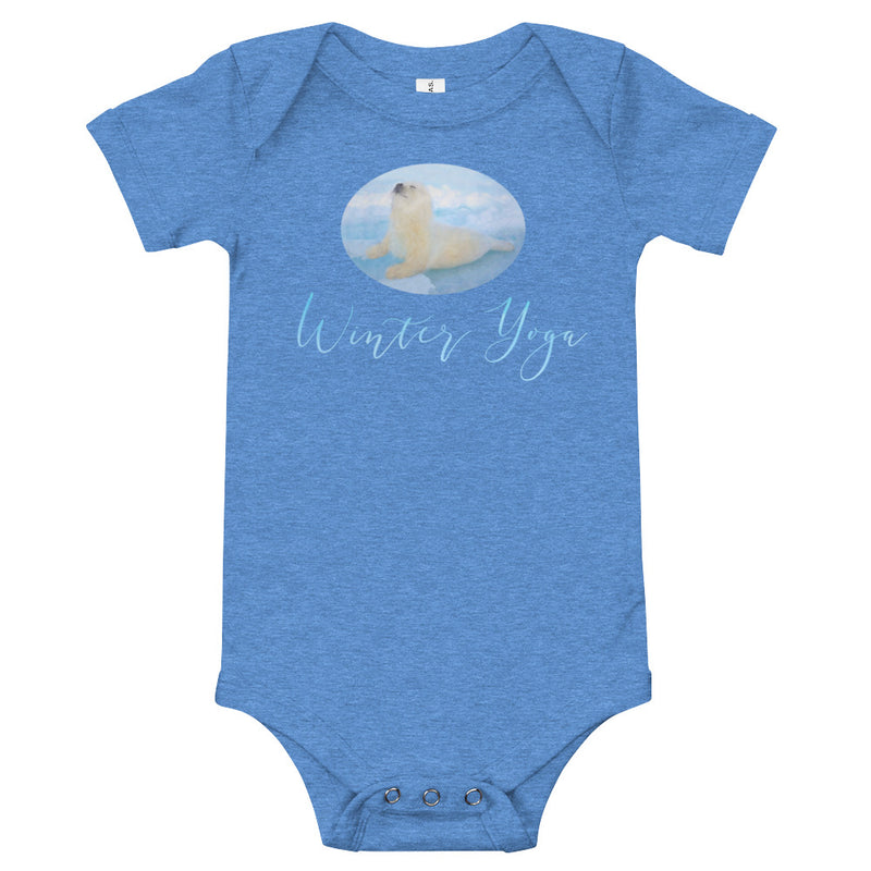 Winter yoga baby clothes in blue - Winter Yoga - Seal Yogi baby romper / bodysuit / similar to onesie