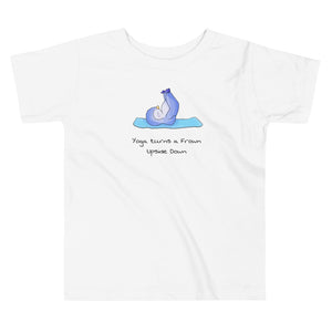 Yoga toddler t-shirt - Yoga turns a frown upside down toddler t-shirt with baby penguin. Perfect for the little yogi!