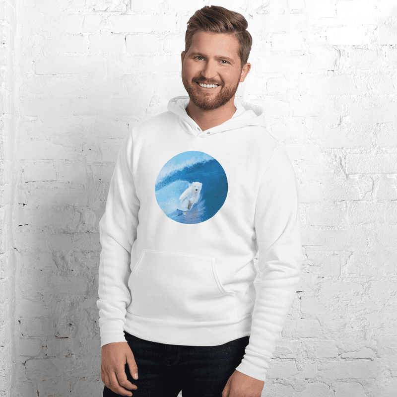 Unisex hoodie for cool water surfing in white