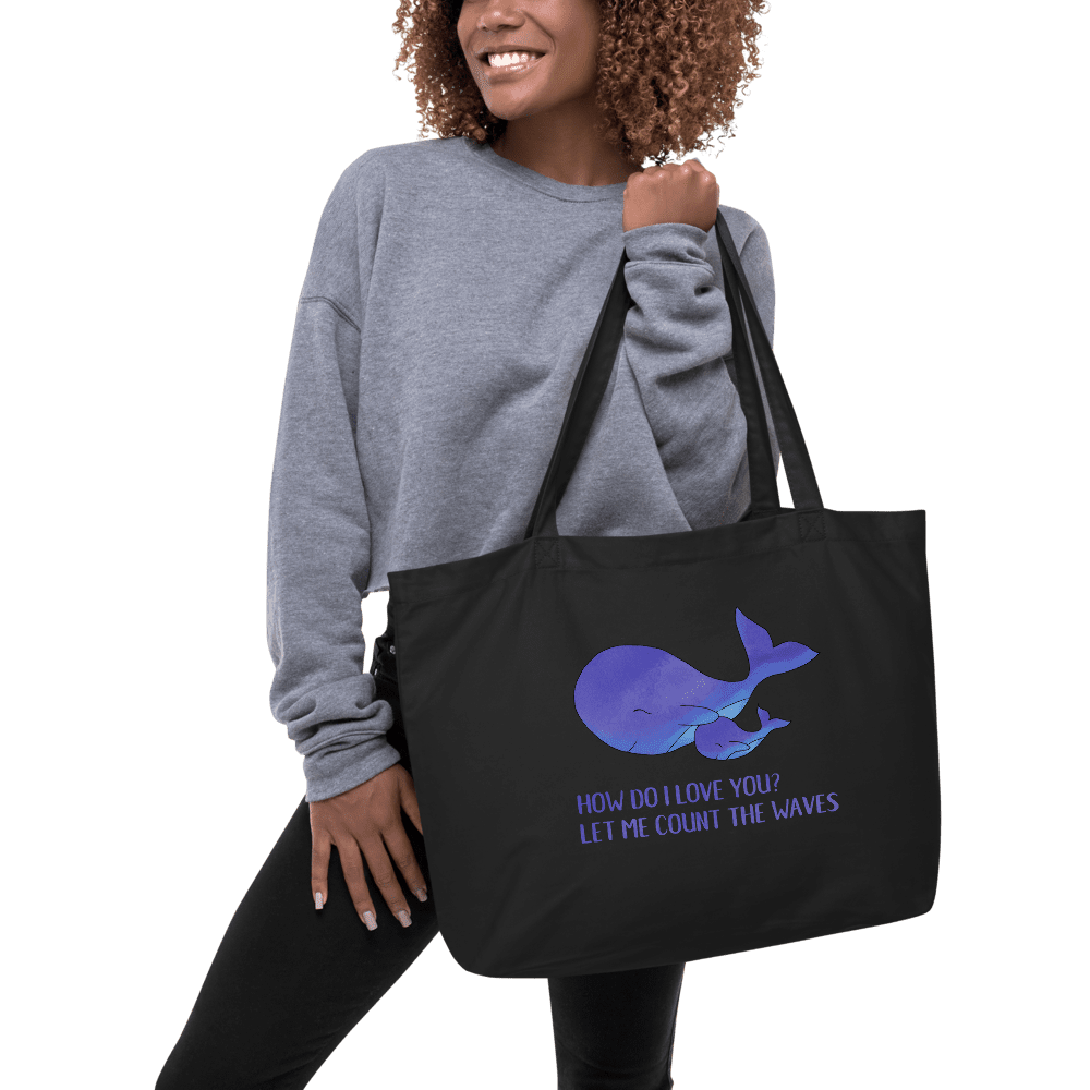 Whale large organic tote bag - Large organic tote bag with adorable whale print