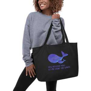 Whale large organic tote bag - Large organic tote bag with adorable whale print