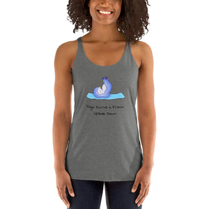 Yoga penguin top - Yoga turns a frown upside down. - Women's Racerback Tank