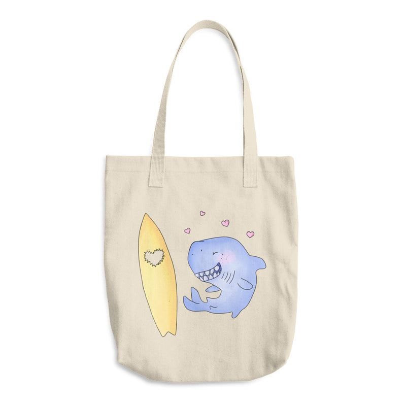 Shark love bag - Love bites shark inspired 100% Ecological Cotton Tote Bag