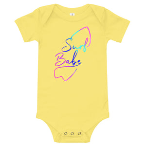 Surf babe baby romper for future surfers! Great gift for the surf parents! Grom gift.