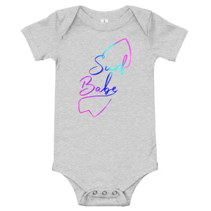 Surf babe baby romper for future surfers! Great gift for the surf parents! Grom gift.