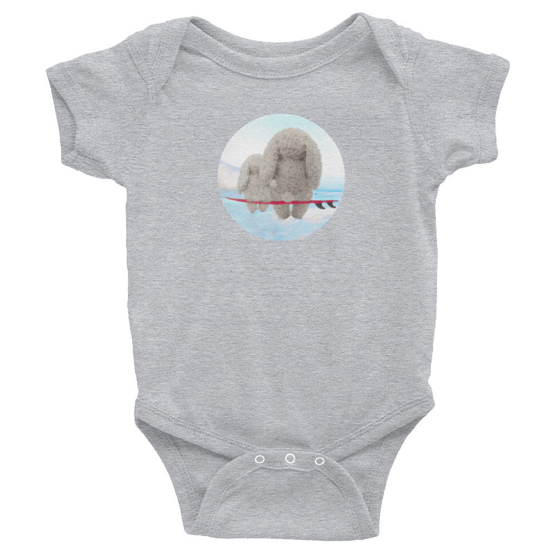 Surf bunny baby surfer clothes - Surf bunny - baby surfer bodysuit / romper / similar to onesie. Surfer baby.