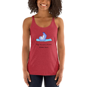 Yoga penguin top - Yoga turns a frown upside down. - Women's Racerback Tank