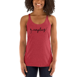 Unplug tank top for women in red - yoga top, gentle reminder