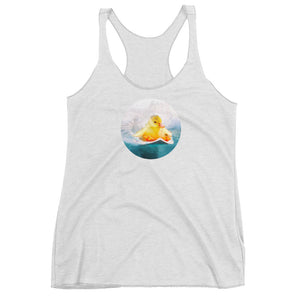 Surfing animal shirt - Surfing duckling. For surfers and duck-lovers. Women's Racerback Tank