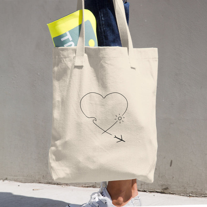 Surf organic tote bag - Love, Travel, Sun, Surf - Organic Cotton Tote Bag