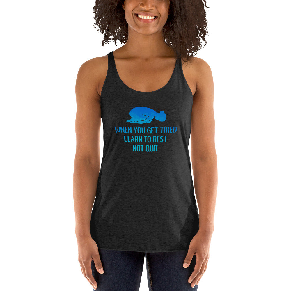 Rest don't quit shirt in blues - Women's Racerback Tank