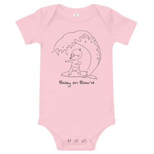 Baby on Board baby surf bodysuit in pink