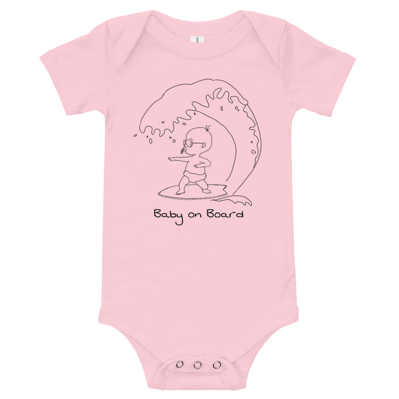 Baby on Board baby surf bodysuit in pink