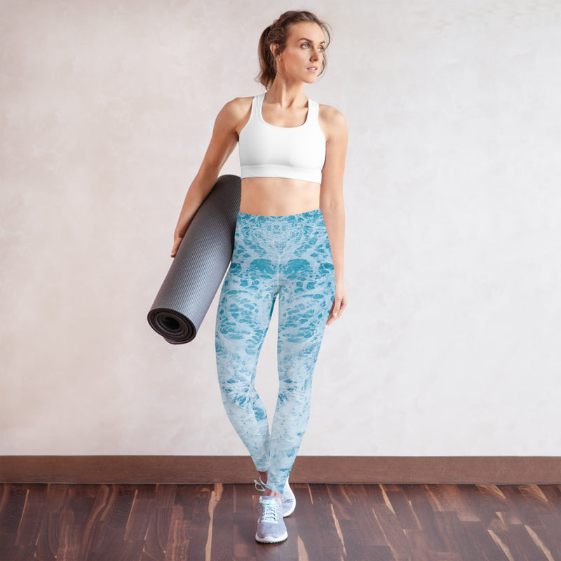 Light blue yoga pants - Ocean print yoga pants - Turquoise - Ocean sprite Yoga Leggings