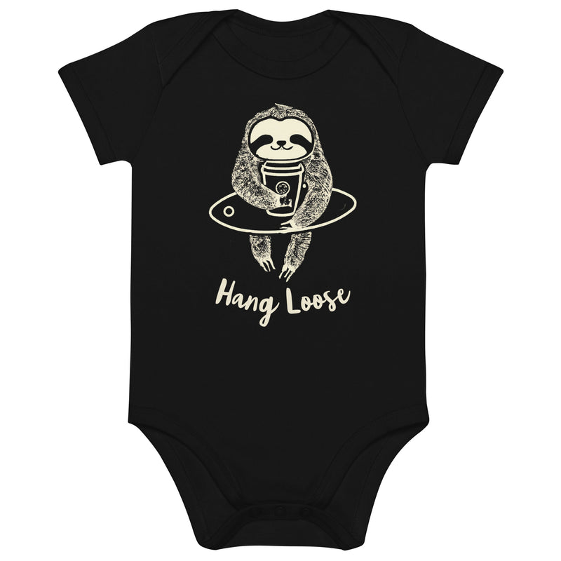 Hang loose surf sloth 100% Organic cotton baby bodysuit | Surfersandyogis