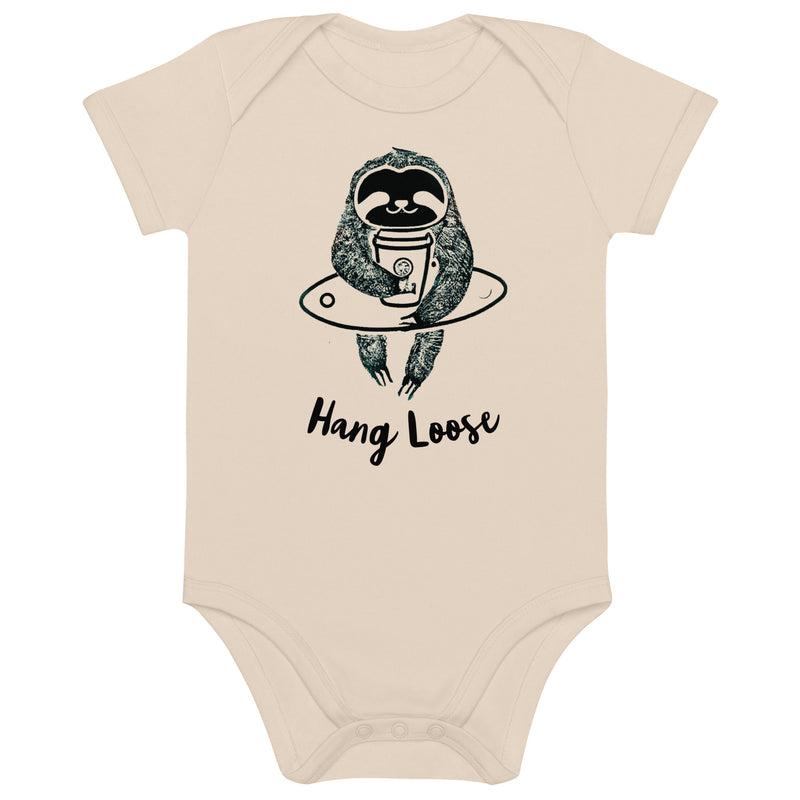 Hang loose surf sloth 100% Organic cotton baby bodysuit | Surfersandyogis