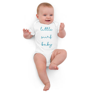 Baby wearing little surf baby bodysuit