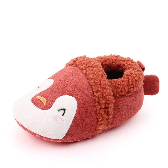 Adorable warm booties - Orange warm booties for the winter baby animal