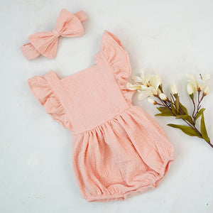 Baby girl ruffle romper - Beautiful baby girl romper with ruffles in pale pink