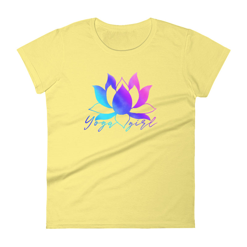 Rainbow lotus yoga shirt in yellow - Happy Rainbow Lotus Yoga Women's T-shirt