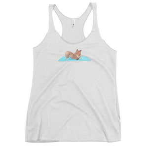 Corgie yoga clothes in white - Yoga Corgy, downward dog, Women's Tri-Blend Racerback Tank