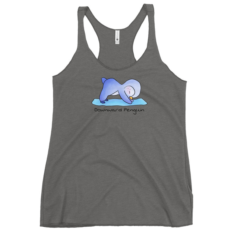 Downward penguin yoga top - Downward penguin women's racerback tank top