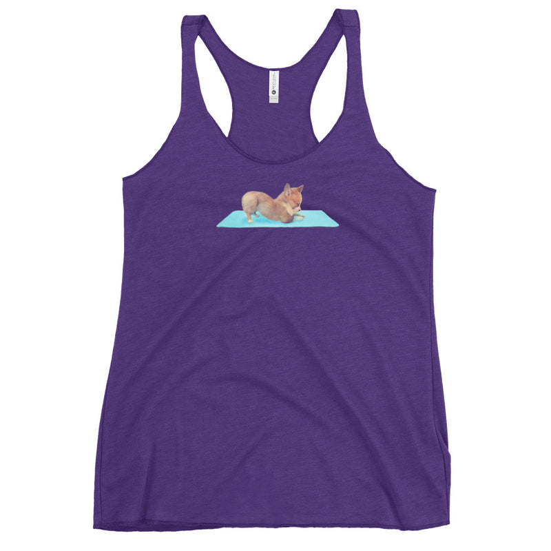 Corgie yoga clothes - Yoga Corgy, downward dog, Women's Tri-Blend Racerback Tank