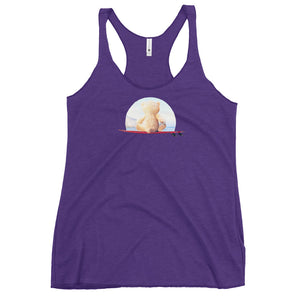 Surf meditating teddy bear for surfers and meditation - Women's Tri-Blend Racerback Tank