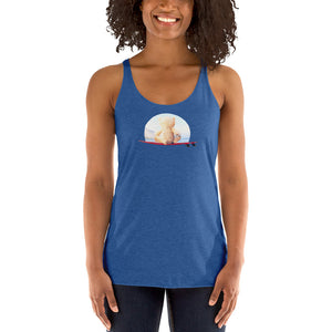 Surf meditating teddy bear for surfers and meditation - Women's Tri-Blend Racerback Tank