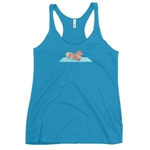 Corgie yoga clothes - Yoga Corgy, downward dog, Women's Tri-Blend Racerback Tank