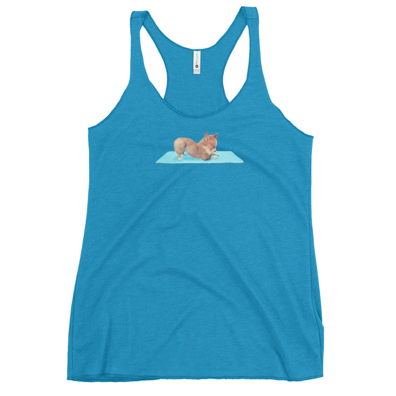Corgie yoga clothes - Yoga Corgy, downward dog, Women's Tri-Blend Racerback Tank